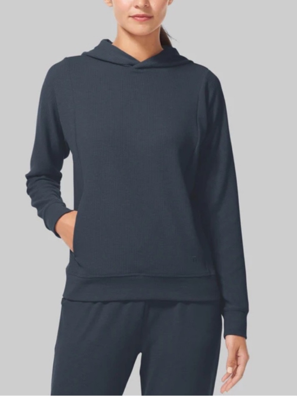 Womens Tommy John Zen Waffle Hoodie Loungewear Size S Navy Blue Quiet Luxury $98